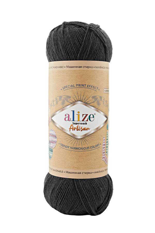 ALIZE SUPERWASH ARTISAN KNITTING YARN | 60 BLACK