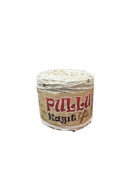 SARILI PULLU İP - EKRU | 250 Gram